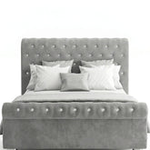 Premium Sleigh Beds with Metal Legs, Luxury Stitching & With Spring Mattress