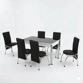 Premium Simple Black Turkish Dining Set with 6 Elegant Comfortable Chairs