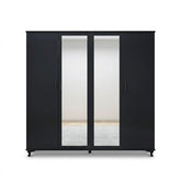 Four-Door Wardrobe with Double Mirrors and Large Storage