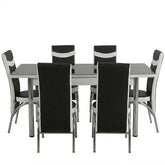 Premium Black and White Turkish Dining Set with Regzine Chairs & Printed Glass Table Top