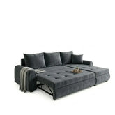 3 Seater Fabric Sofa Bed with Storage | Living Room Settee & Guest Bed