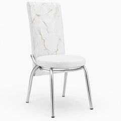 Premium White Marble Turkish Dining Set with 6 Elegant Chairs Luxury Modern Collection