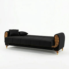 Modern 3-Seater Convertible Velvet Sofa Bed Storage & Foldable Backrest Design