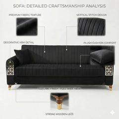 Elegant 3-Seater Sofa Bed – Luxury Velvet with Storage for Smart Living Design