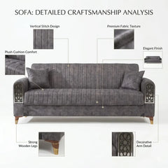 Elegant 3-Seater Sofa Bed – Luxury Velvet with Storage for Smart Living Design