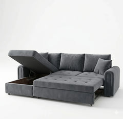 3 Seater Fabric Sofa Bed with Storage | Living Room Settee & Guest Bed