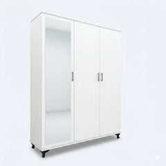 Three-Door Wardrobe with Full-Length Mirror for Bedroom Storage