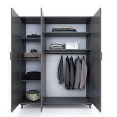 Three-Door Wardrobe with Full-Length Mirror for Bedroom Storage