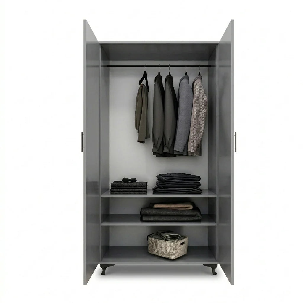 Modern Two-Door Bedroom Wardrobe with Spacious Storage Design
