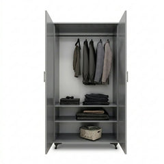 Modern Two-Door Wardrobe with Mirror for Bedroom Storage