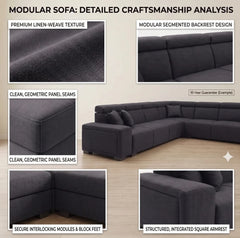 7-Seater L-Shaped Sectional Sofa with Adjustable Headrests and Armrests