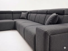 7-Seater L-Shaped Sectional Sofa with Adjustable Headrests and Armrests