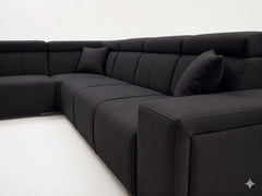 7-Seater L-Shaped Sectional Sofa with Adjustable Headrests and Armrests