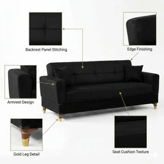 Contemporary 3-Seater Sofa Minimalist Design Premium Comfort Upholstery Finish