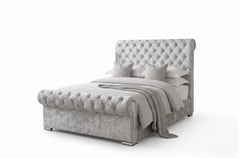 Premium Sleigh Beds with Metal Legs, Luxury Stitching & With Spring Mattress