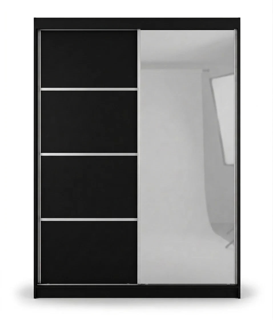 Modern Sliding Door Wardrobe with Mirror – Spacious Bedroom Storage Closet