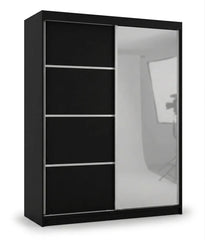 Modern Sliding Door Wardrobe with Mirror – Spacious Bedroom Storage Closet