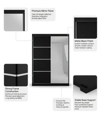 Modern Sliding Door Wardrobe with Mirror – Spacious Bedroom Storage Closet