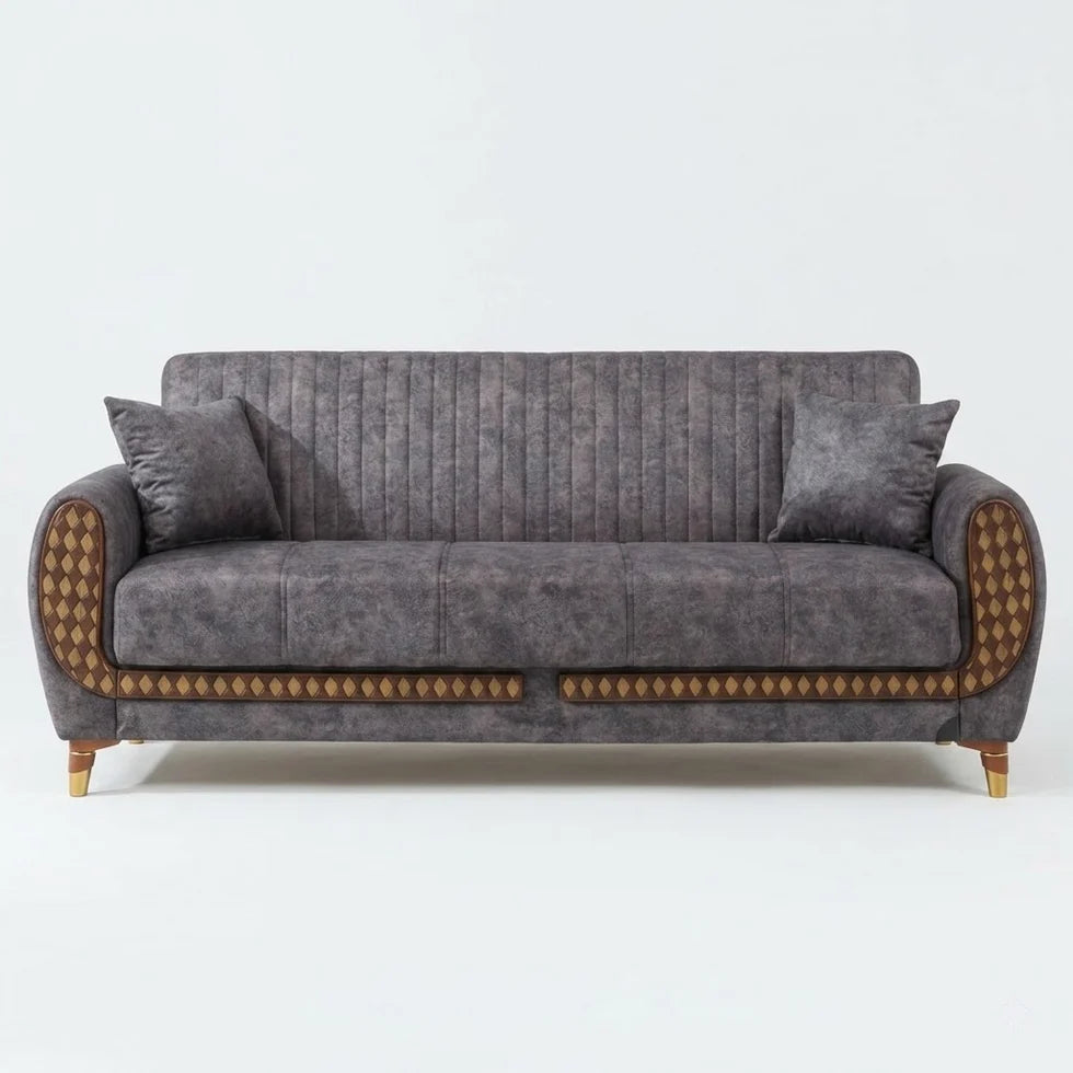 Modern 3-Seater Convertible Velvet Sofa Bed Storage & Foldable Backrest Design