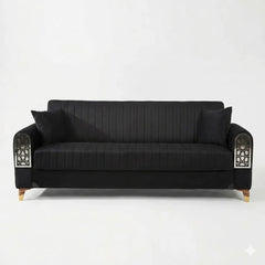 Elegant 3-Seater Sofa Bed – Luxury Velvet with Storage for Smart Living Design